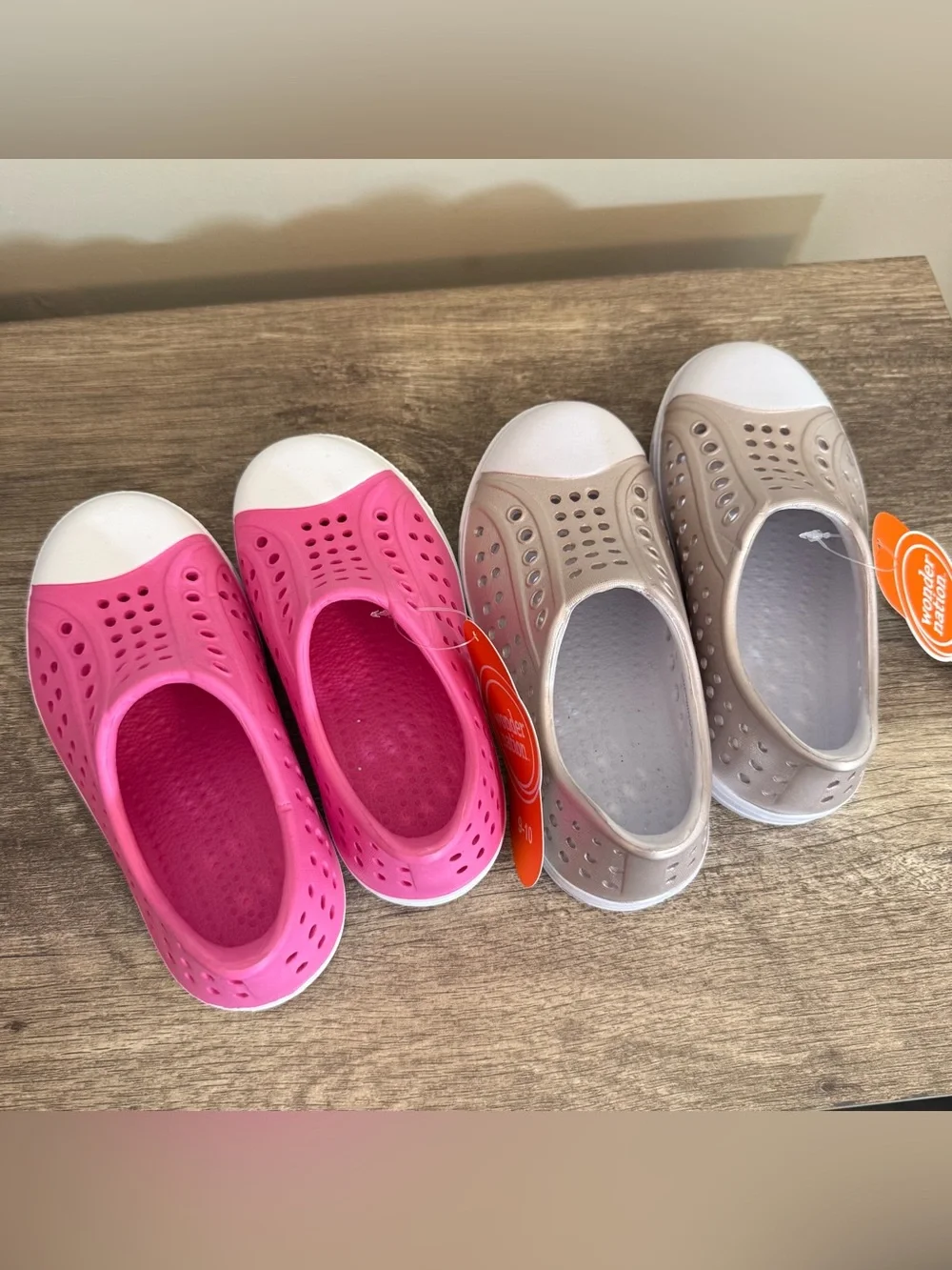 NEW Wonder Nation Water Shoes Sneakers Pink Gold Little kid Size 9/10 Summer
